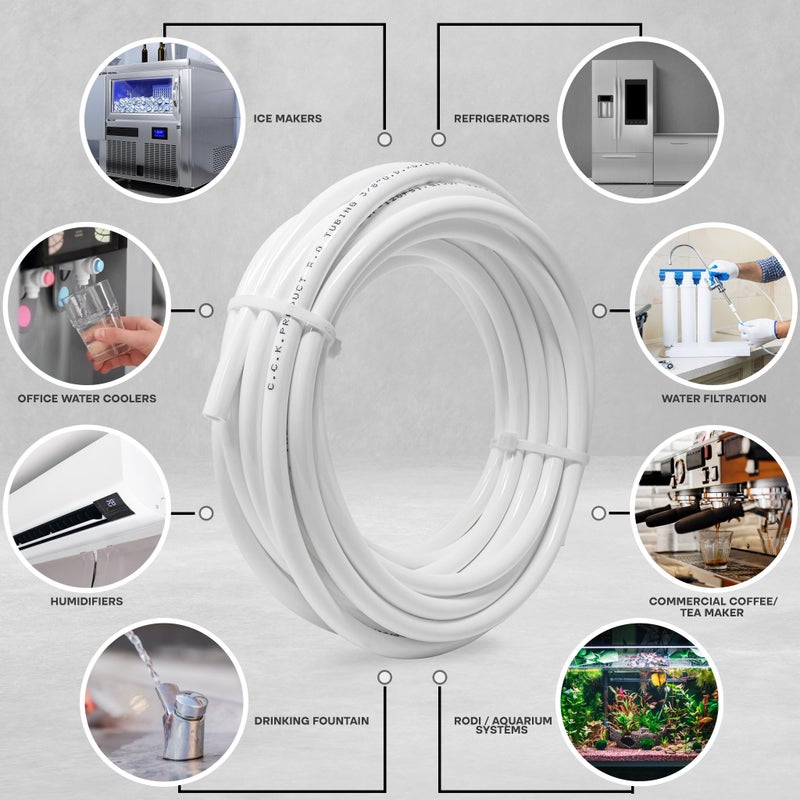 Metpure 3/8" OD x 25 Feet Length LLDPE Polyethylene Tubing for Reverse Osmosis De-ionized Water Filtration Systems, Refrigerators, and Other Appliances (3/8" OD, 25', White) - Image 4